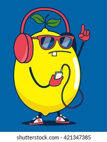 Cool Lemon Character Vector Design For Kids Tee Shirt