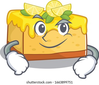 Cool lemon cheesecake mascot character with Smirking face