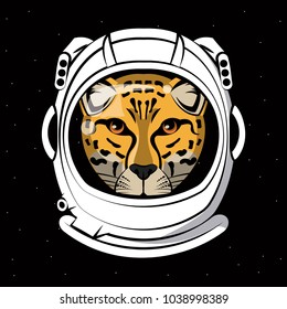 Cool leopard on astronaut helmet print for t shirt