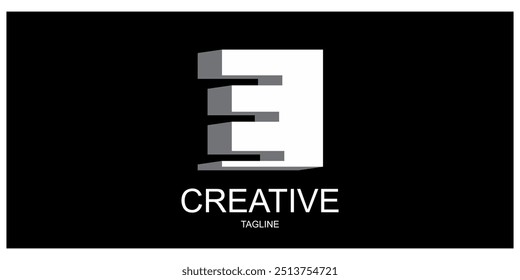 Cool letter E vector, modern icon, clean white color.