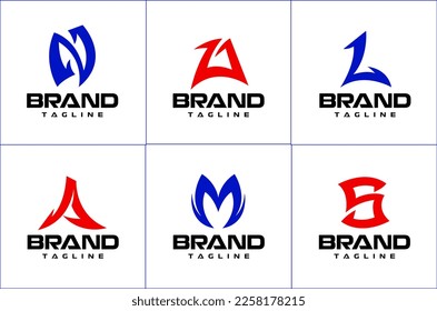Cool letter logo design vector collection. N U L A M S logo design graphic.