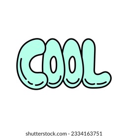 Cool lettering doodle. Simple Hand drawn word in graffiti style. Tirguiose color with black outline.