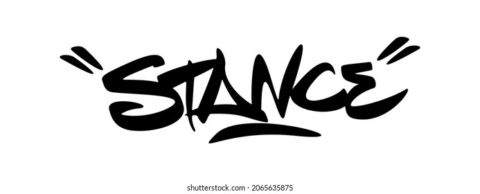 Cool lettering stance word. Black on White. Isolated. Vector. JDM.