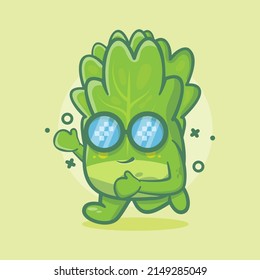 cool lettuce vegetable character mascot running isolated cartoon in flat style design
