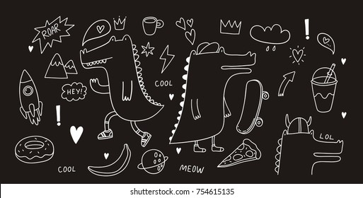 Cool life style doodle with crocodile