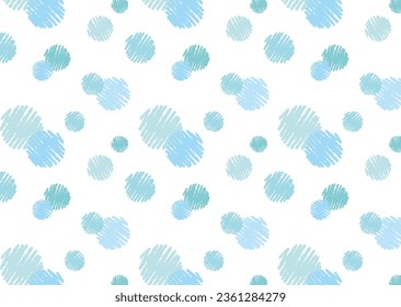 Cool light blue crayon touch polka dot seamless pattern