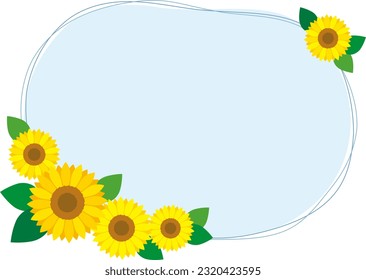 Cool hellblauer Hintergrund mit handgezeichnet dünsteten Linien und Sonnenblumen