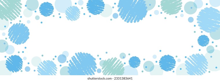 Cool light blue hand painted crayon circles and dotted horizontal long frames