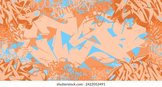 Cool Light Blue und Pfirsich Fuzz Abstrakter Stadtstil Hip Hop Graffiti Street Art Vektorhintergrund