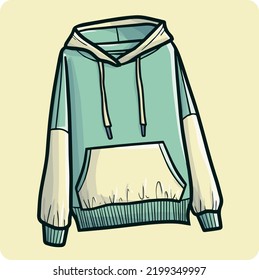 Cool light green yellow hoodie cartoon illustration