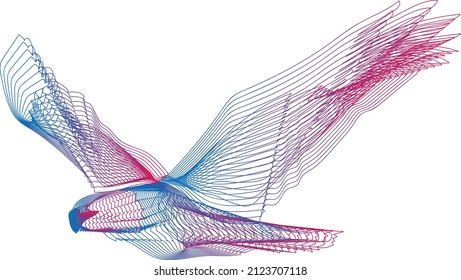 cool line art gradient flying falcon eagle red   blue color for World Wildlife Day