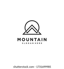 Inspiración en el diseño del logotipo de la montaña de la línea fría, mínima, ideas Vector Premium