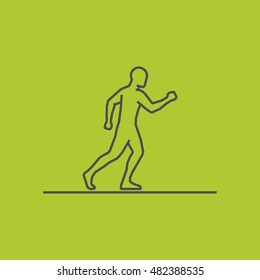 Cool line running icon. Vector silhouette of runners. Modern outline run logo.