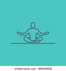 Cool line soccer icon. Vector silhouette of soccer player. Modern outline soccer logo.