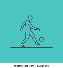 Cool line soccer icon. Vector silhouette of soccer player. Modern outline soccer logo.