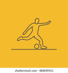 Cool line soccer icon. Vector silhouette of soccer player. Modern outline soccer logo.