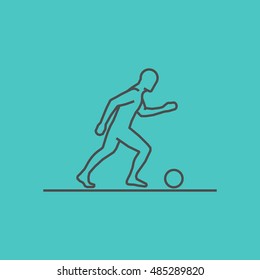 Cool line soccer icon. Vector silhouette of soccer player. Modern outline soccer logo.