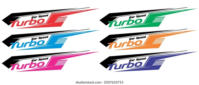 Cool lines for vehicle sticker design, TURBO CAR SPEED text, Automobile concept. 