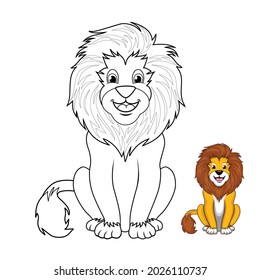 cool lion color page to learn to color your child or your students, train children's imagination and creativity