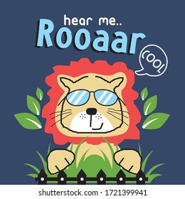 cool lion funny animal cartoon,vector illustration