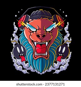 Cool lion head vector illustration