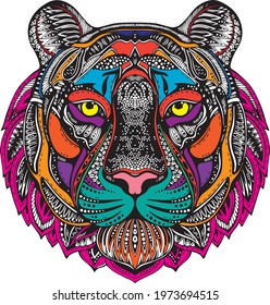 Cool Lion Vector Mandala Geometry Illustration in Black Background for T-Shirt Graphics, Hoodies, Tank Tops, Mugs, Phone Cases, Stickers, Posters etc