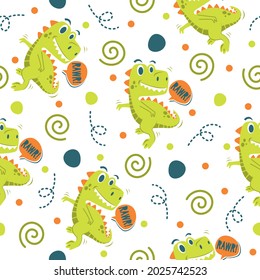 Cool little dinosaur pattern illustration design