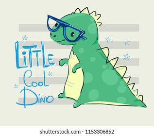 Cool Little Dinosaur vector illustration, Design Print for T-shirt 