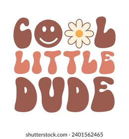 Cool little dude, Retro Toddler Funny Kids Illustration for Print