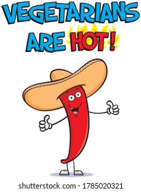 Cool little vegetarian character wearing a sombrero.
