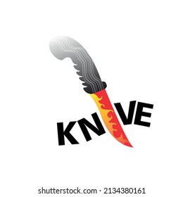 logo genial sobre cuchillo y fuego