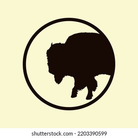 Cool Logo Bison in Circle. Muy único y diferente. Adecuado para Empresas y Empresas de Cualquier Sector. EPS vectorial 10