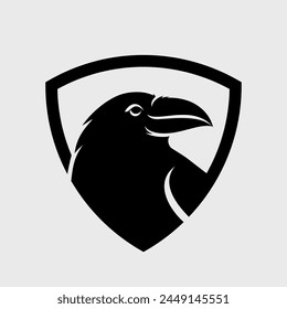 cool logo combination of a crow's head and a shield