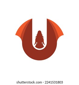 Cool logo combination of the letter U with a dragon