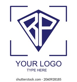 Cool logo with shapes like the letters B and P. Vector format with blue and white colors.