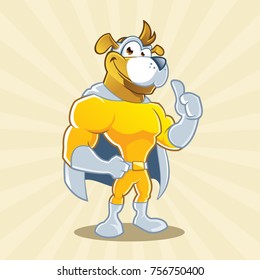 Cool Looking Dog Superhero Cartoon Character With Thumbs Up Sign