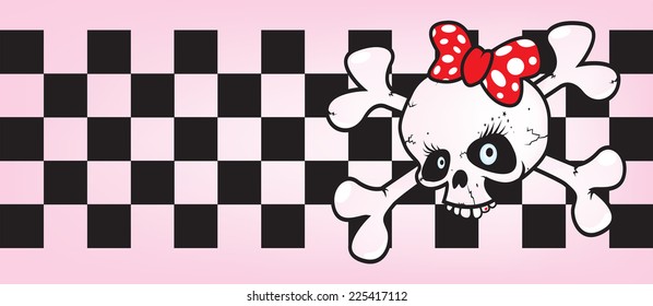 cool looking girl skull vector horizontal orientation/girl power skull