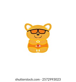 Cool looking orange bear cartoon sticker