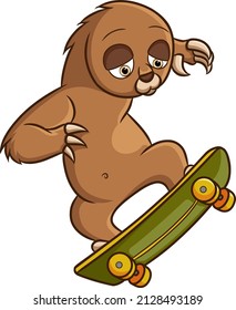 The cool loris is playing skateboard with its tricks of illustration