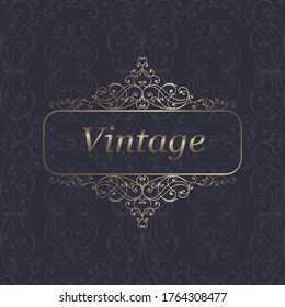 Cool luxury design for labels, badges, frames, logo, packaging. Golden monogram ornament on a blue background. Great for
perfume, soap, lotions. Can be used for background image.