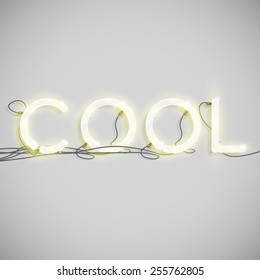 "Cool" made by neon type, vector