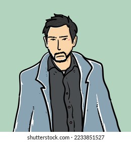 Cool mafia potrait isolated on Green background vector modern illustrations