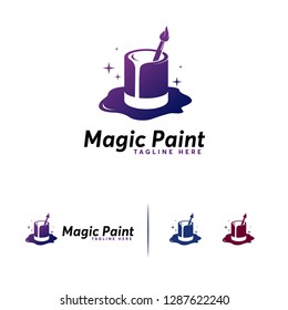 Cool Magic Painting logo designs concept vector, Painting decoration logo symbol