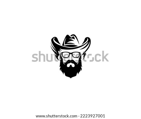 Cool Man With Beard Mustache and Sunglasses Logo Design Vector Graphic Symbol Creative illustration.