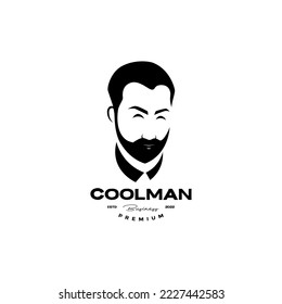 cool man business bearded hipster logo design vector