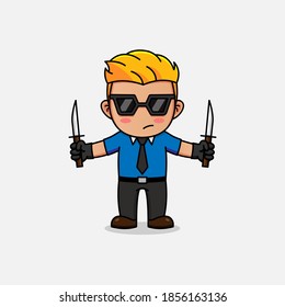 Cool man carrying two knives