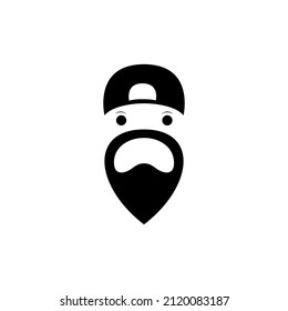 cool man face with beard disappointed logo design, vector graphic symbol icon sign illustration