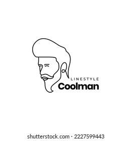 cool man face hairstyle minimal line logo design vector