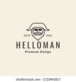 cool man hipster beard and hairstyle logo design, vector graphic symbol icon sign illustration