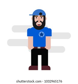 Cool man icon,flat design illustration